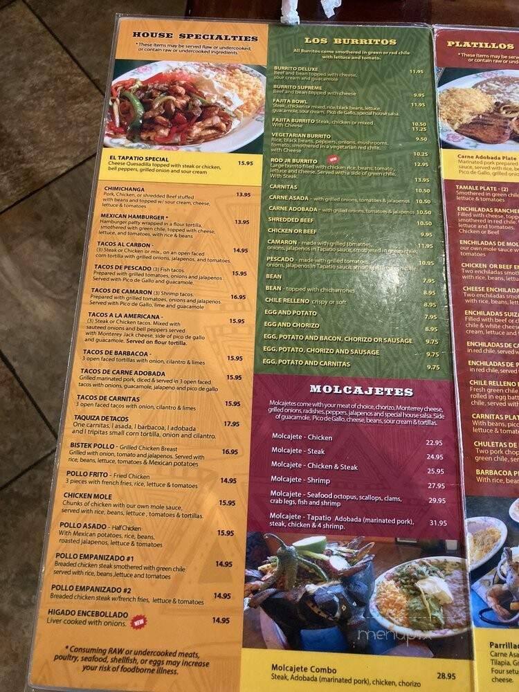 El Tapatio - Denver, CO menu_pic