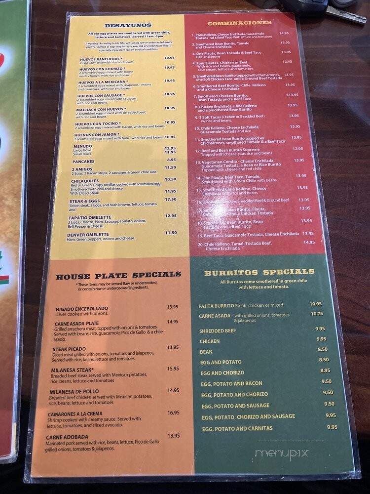 El Tapatio - Denver, CO menu_pic