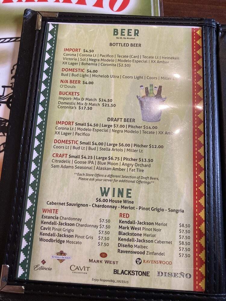 El Tapatio - Denver, CO menu_pic