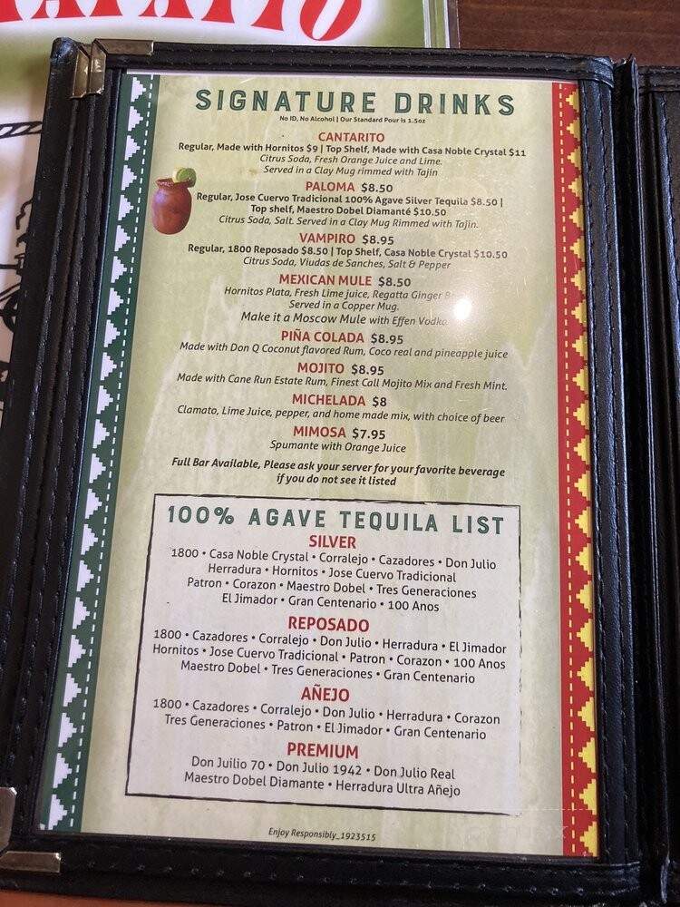 El Tapatio - Denver, CO menu_pic