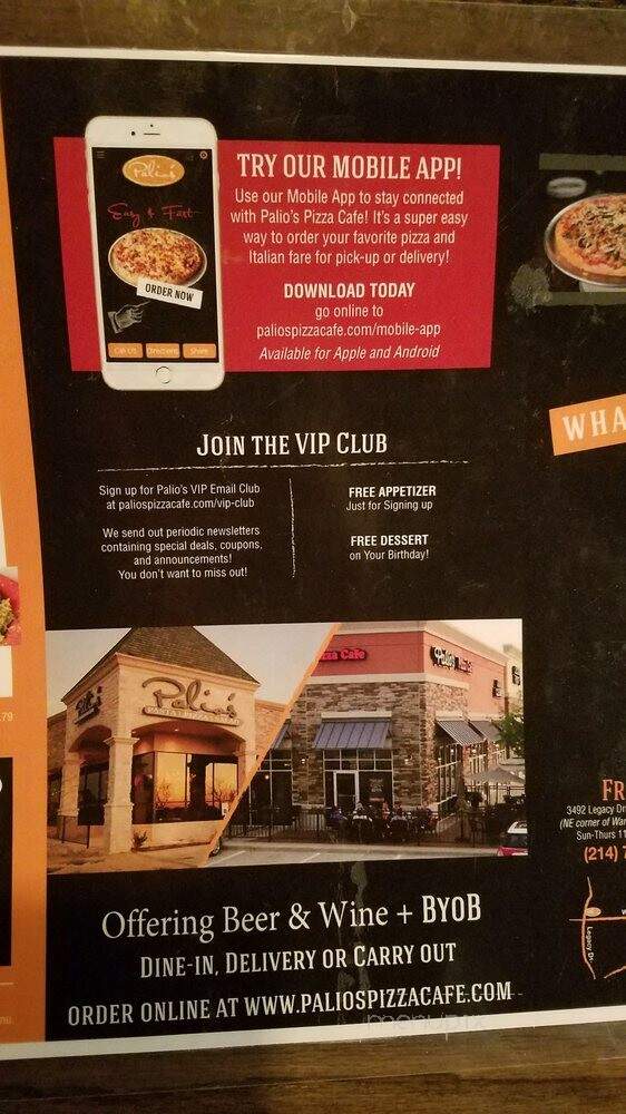 Palio's Pizza Cafe - Frisco, TX menu_pic