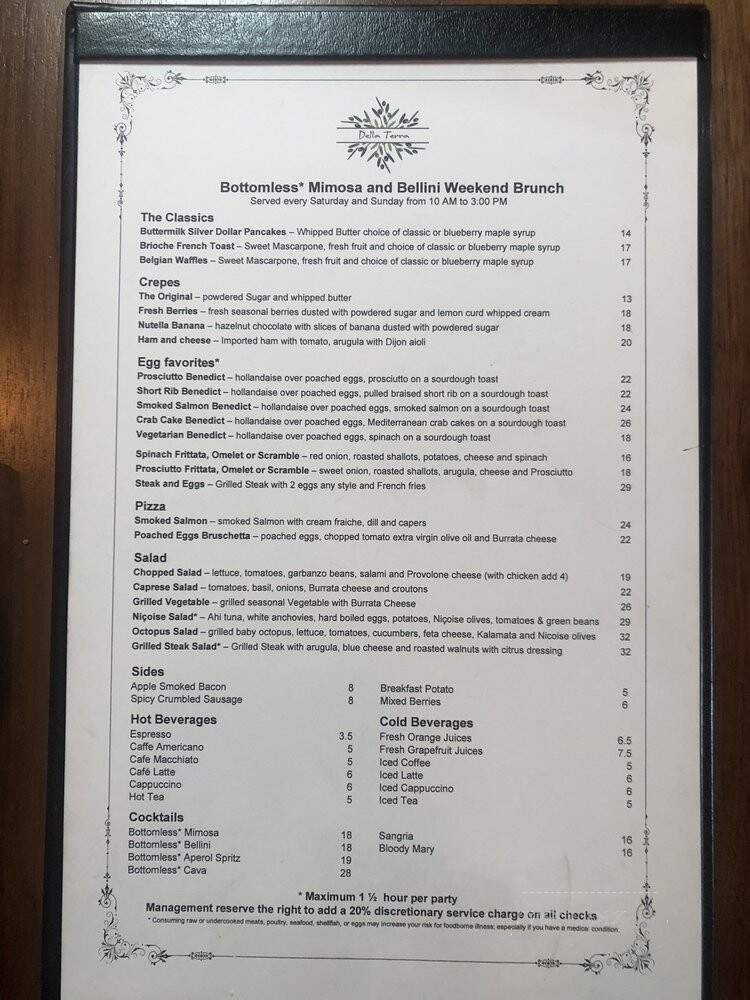 Della Terra - Los Angeles, CA menu_pic