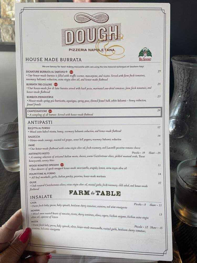Dough Pizzeria Napoletana - San Antonio, TX menu_pic