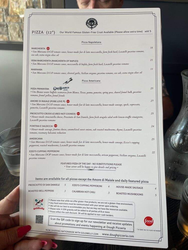 Dough Pizzeria Napoletana - San Antonio, TX menu_pic