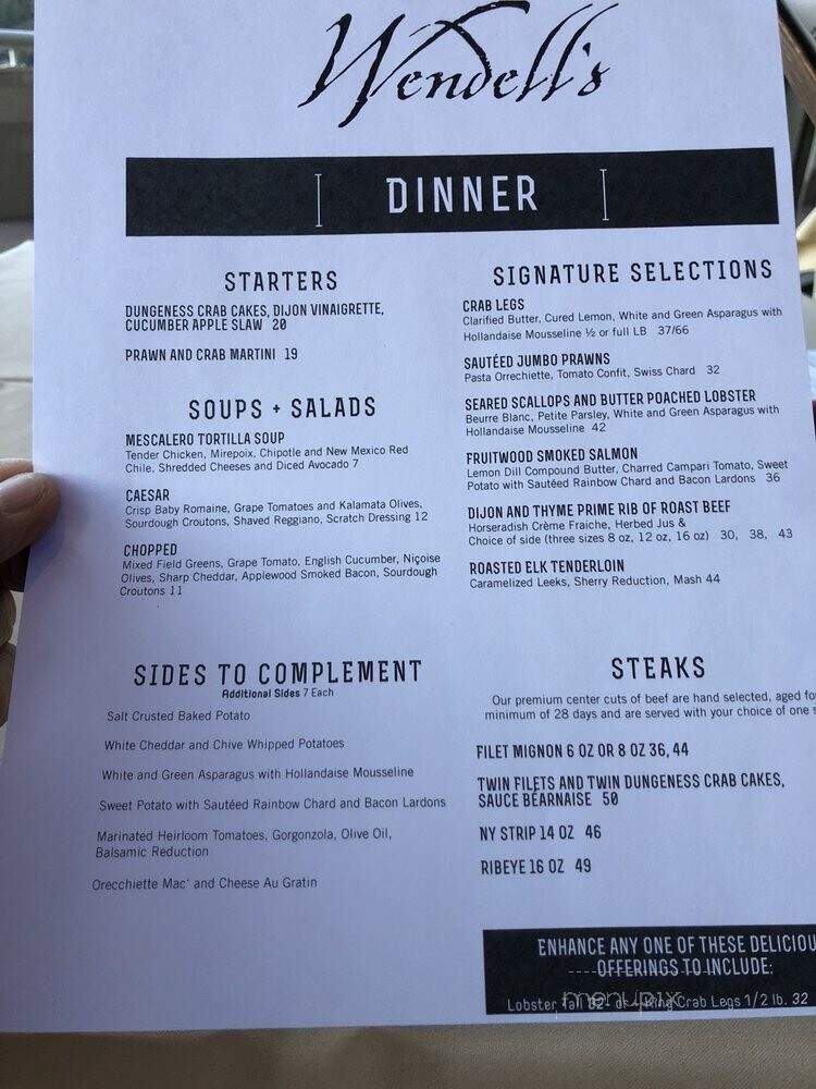 Wendells - Mescalero, NM menu_pic