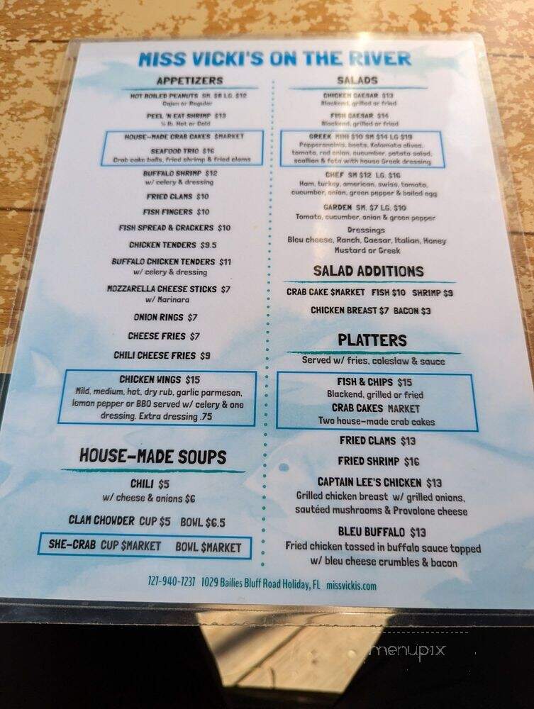 Miss Vicki's On The River - Holiday, FL menu_pic