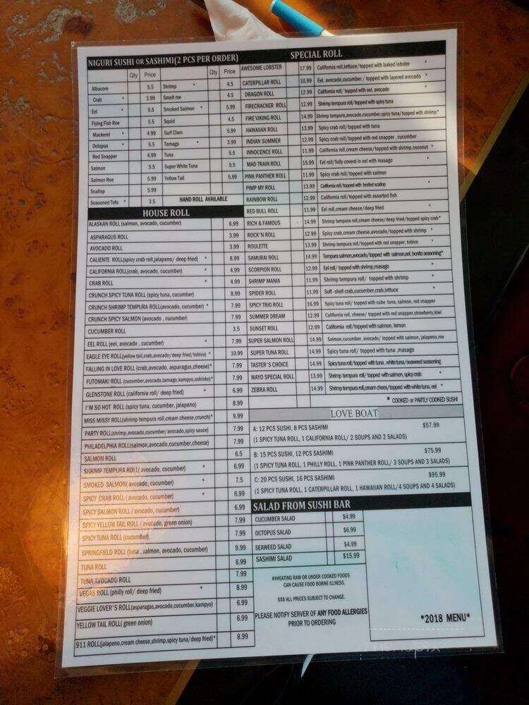 Wayo Sushi - Springfield, MO menu_pic
