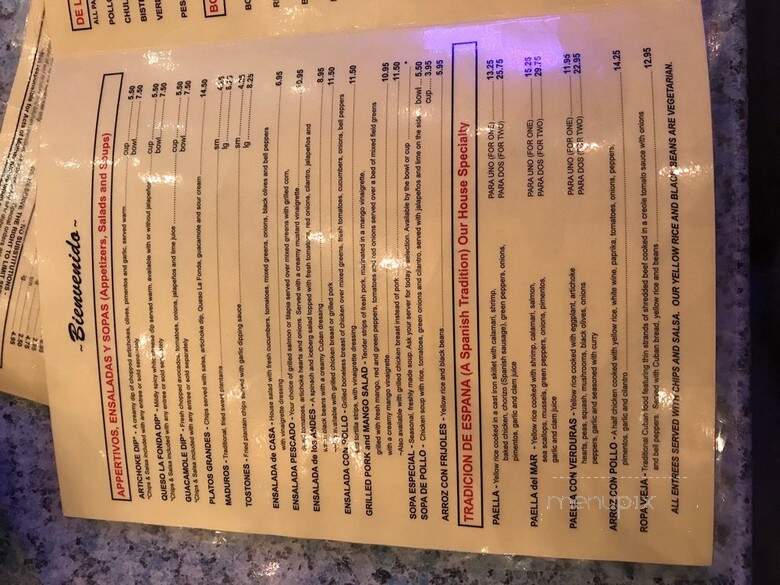 La Fonda Latina - Atlanta, GA menu_pic