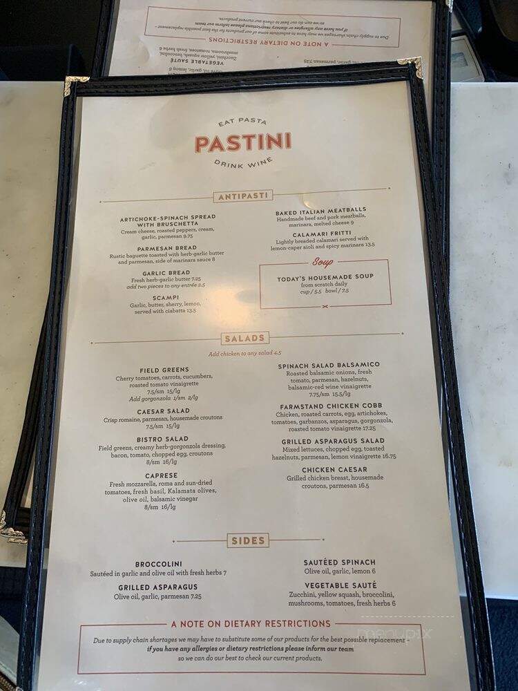 Pastini Pastaria - Bend, OR menu_pic