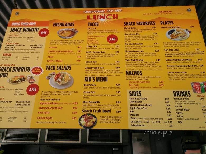 Taco Shack - Austin, TX menu_pic