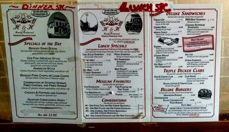 H H Restaurant - Lemont, IL menu_pic