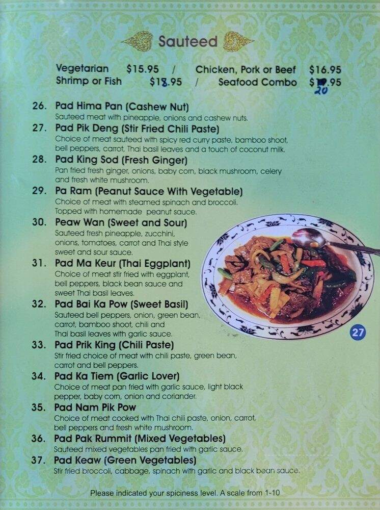 Thai Kitchen Restaurant - Tahoe City, CA menu_pic