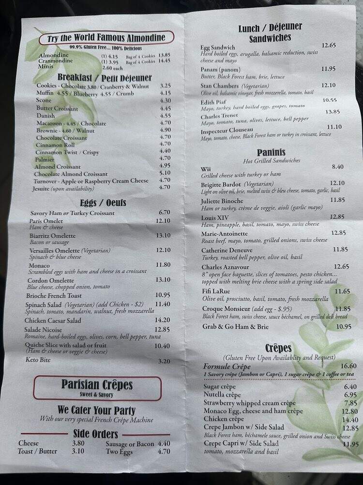 Isabelle's French Pastry Cafe - Encinitas, CA menu_pic