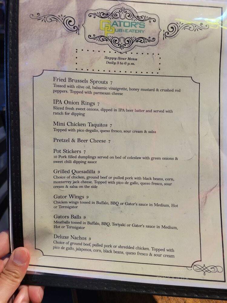 Gator's Pub & Eatery - Tigard, OR menu_pic