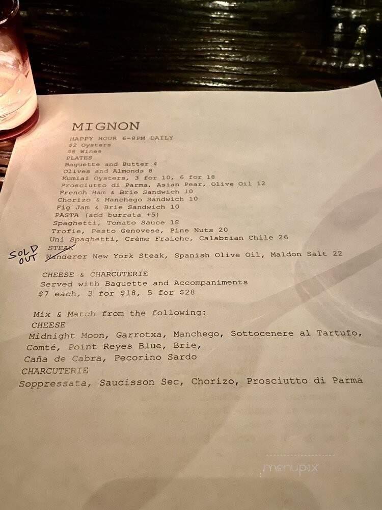 Mignon - Los Angeles, CA menu_pic