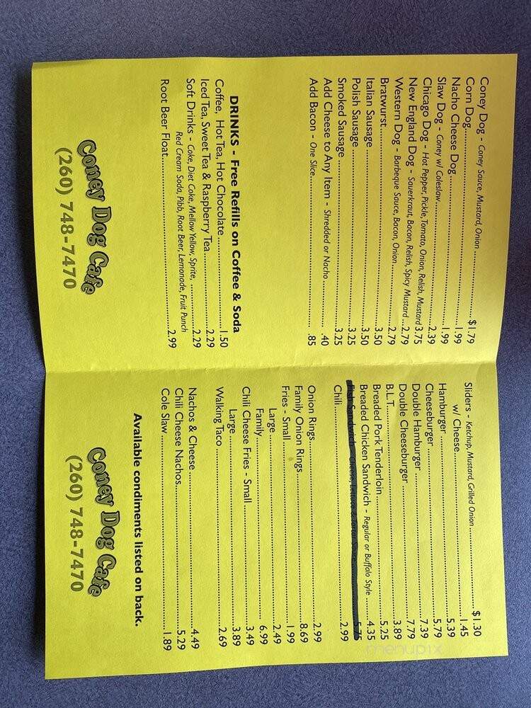 Coney Dog Cafe - New Haven, IN menu_pic
