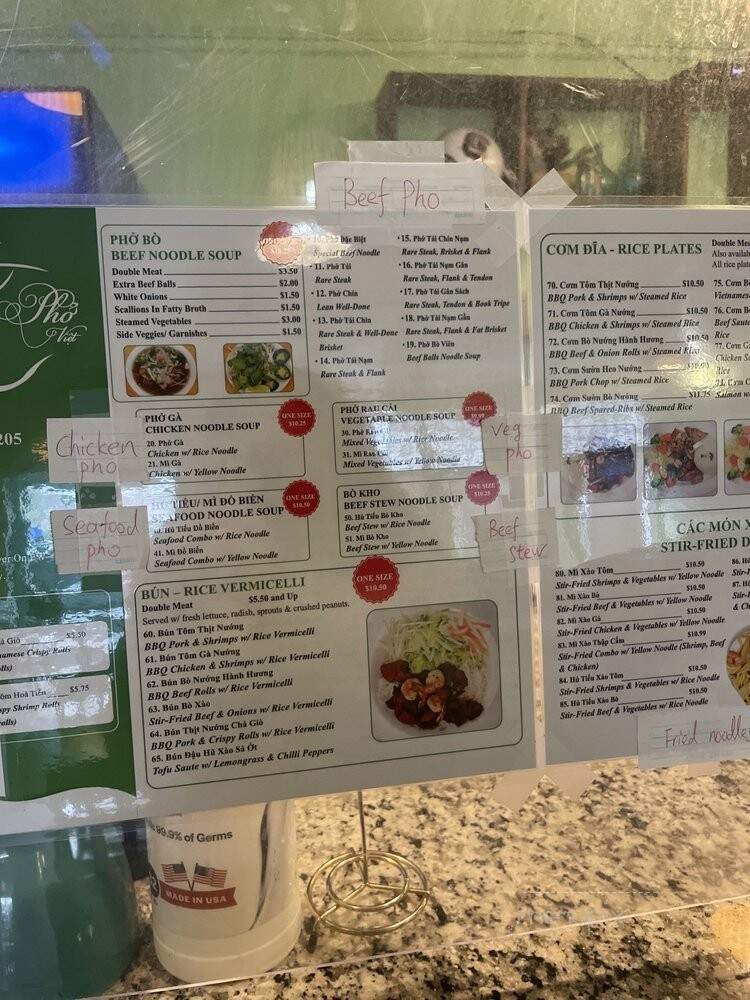 Pho Viet - Five Points - Columbia, SC menu_pic
