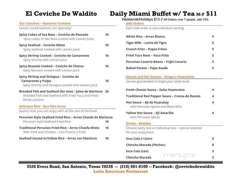 El Cebiche de Waldito - San Antonio, TX menu_pic