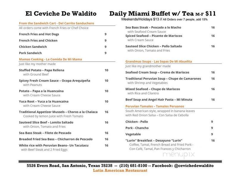El Cebiche de Waldito - San Antonio, TX menu_pic