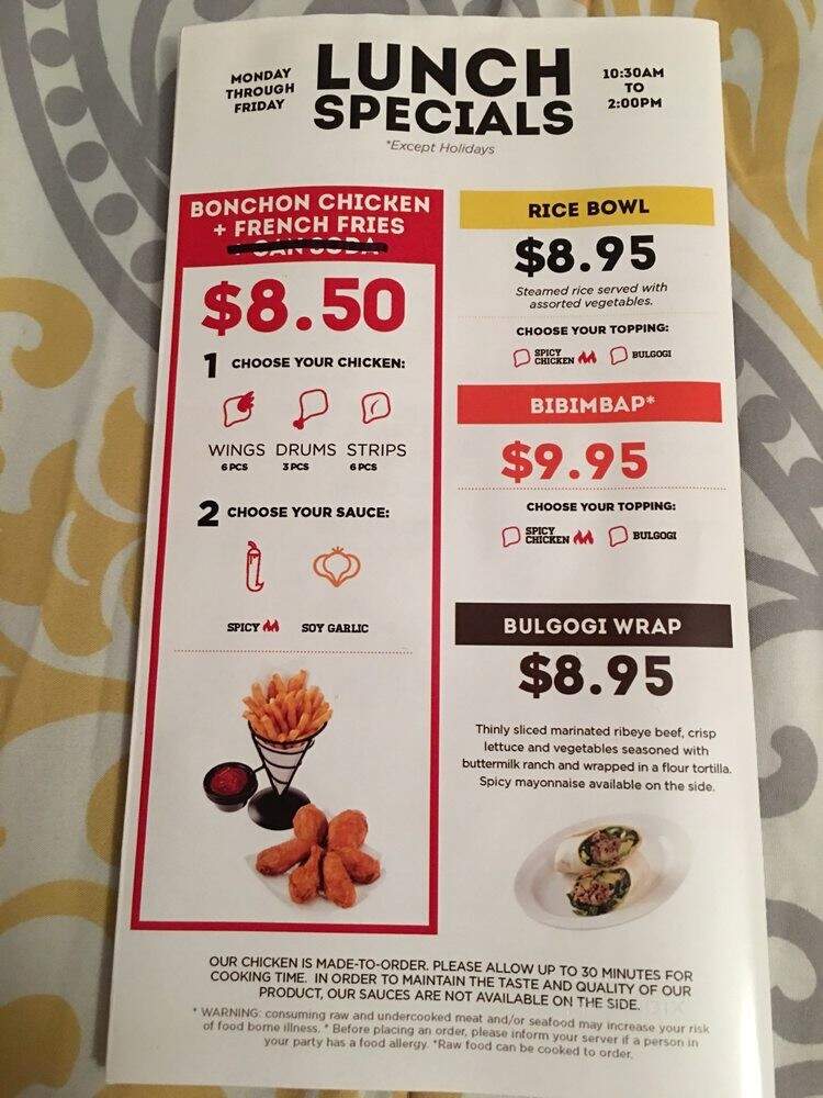 Bon Chon Chicken - Leonia, NJ menu_pic