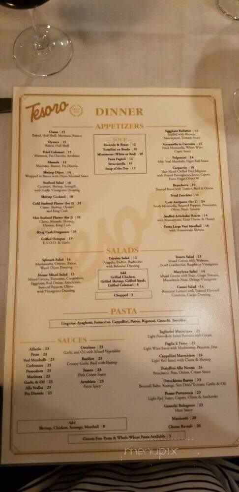 Tesoro Ristorante - Westbury, NY menu_pic