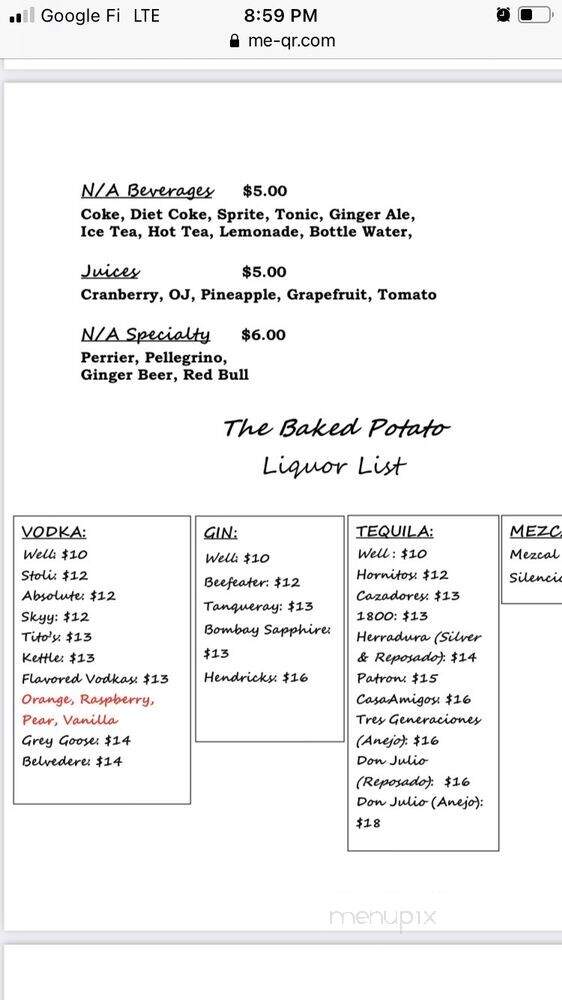 Baked Potato - North Hollywood, CA menu_pic