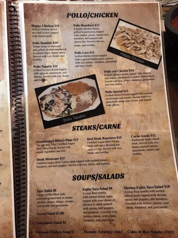 El Guadalajara Mexican Restaurant - Franklin, TN menu_pic