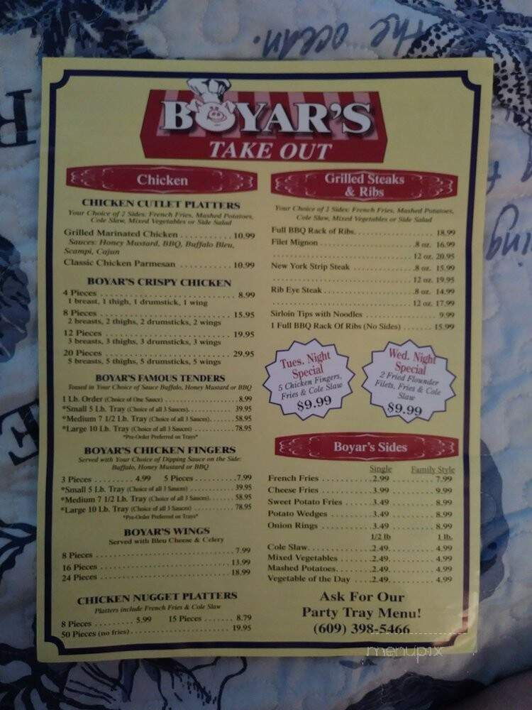 Boyar's Sub & Grill House - Ocean City, NJ menu_pic