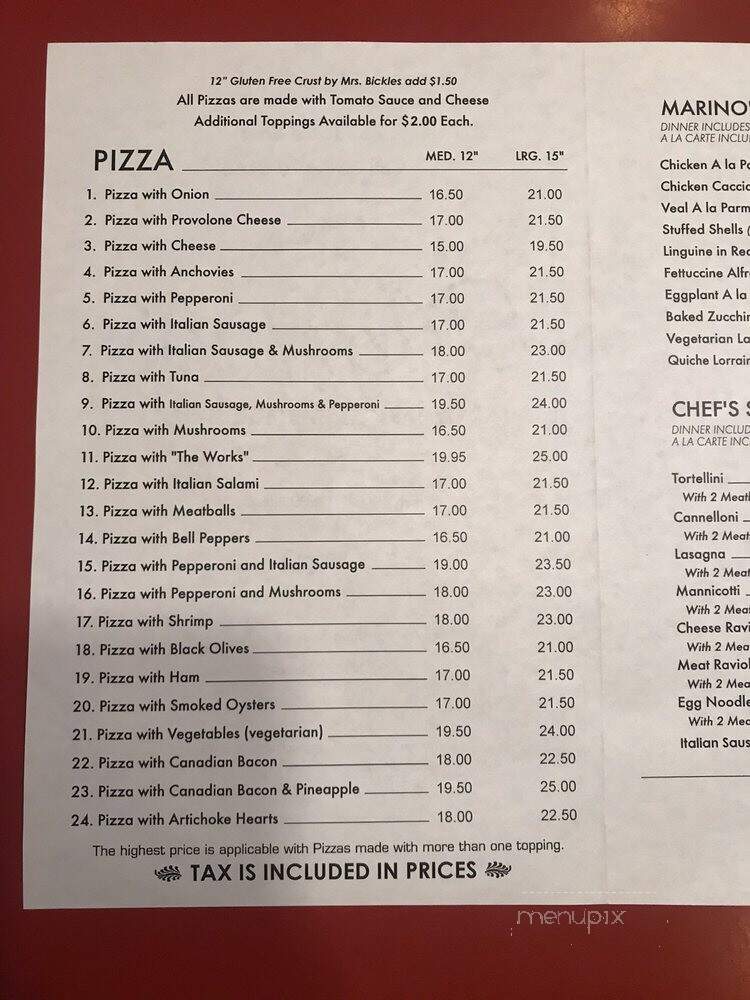 Marino's Italian - San Diego, CA menu_pic