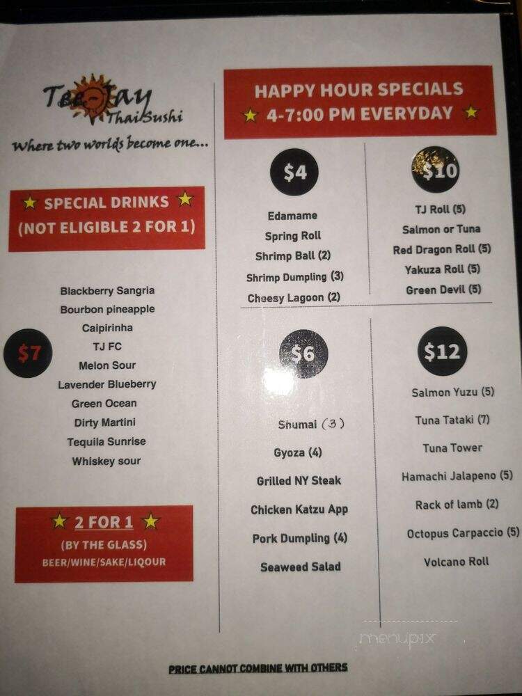 Tee-Jay Thai Sushi - Fort Lauderdale, FL menu_pic
