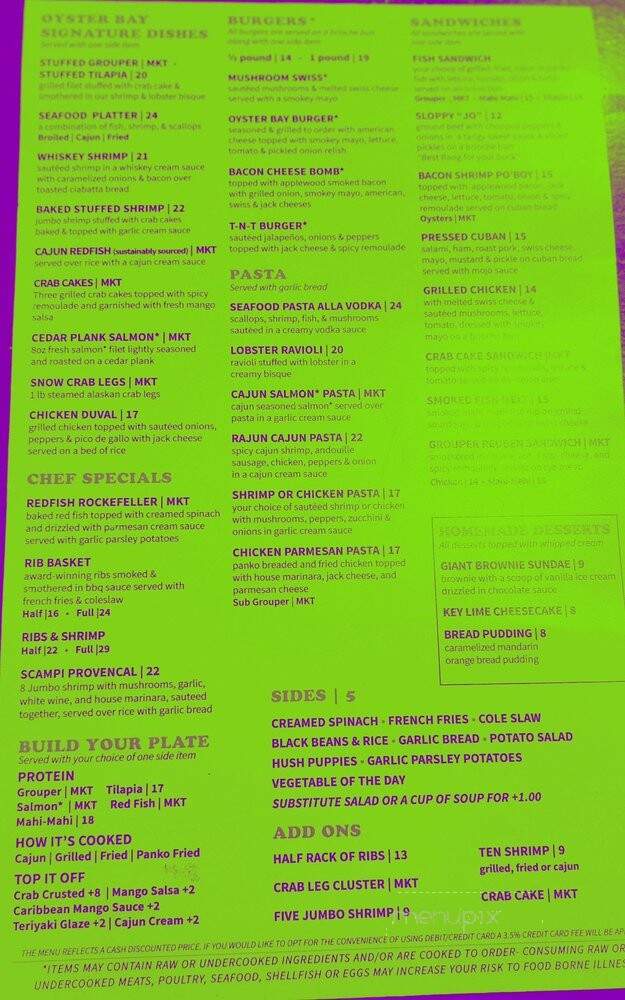 Oyster Bay Seafood - Lawrenceville, GA menu_pic