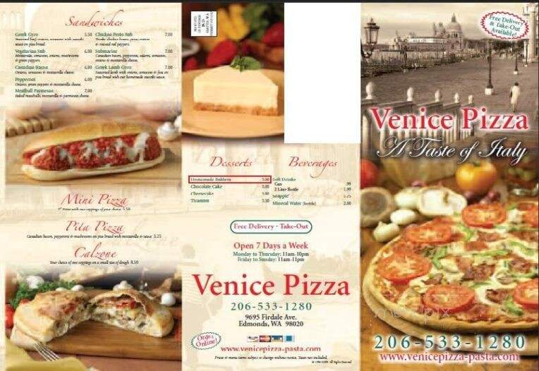 Venice Pizza and Pasta - Edmonds, WA menu_pic