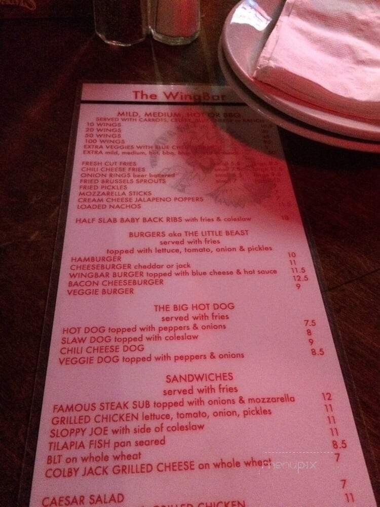 Wing Bar - Brooklyn, NY menu_pic
