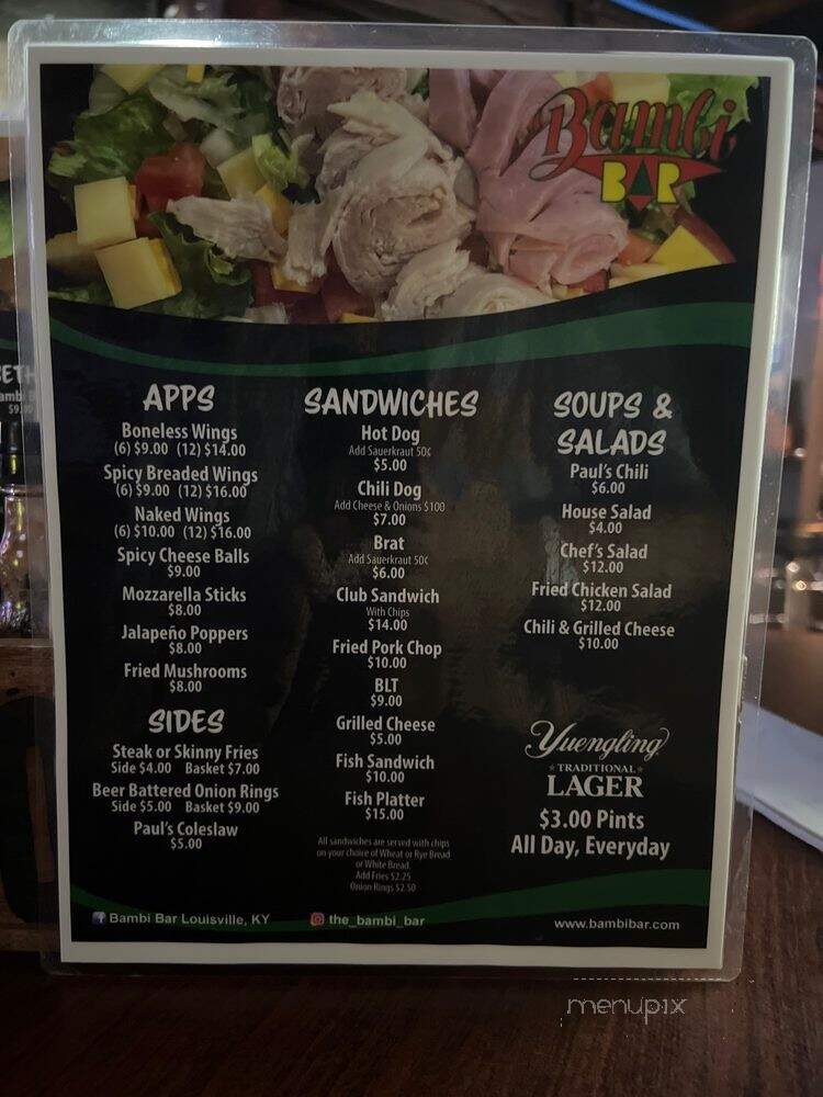 Bambi Bar - Louisville, KY menu_pic