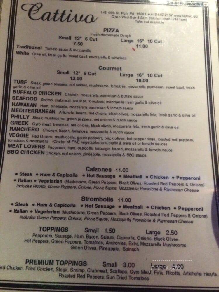 Cattivo - Pittsburgh, PA menu_pic
