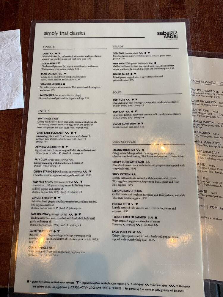 Sabai Sabai - Simply Thai - Germantown, MD menu_pic
