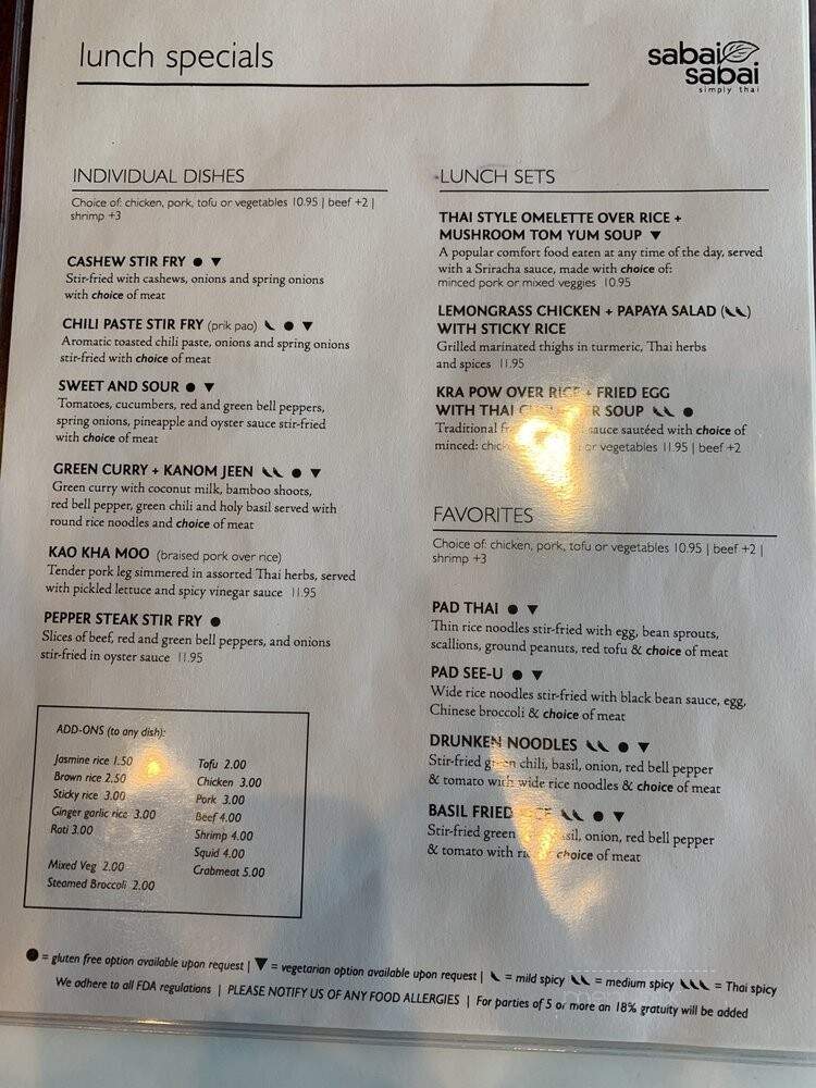 Sabai Sabai - Simply Thai - Germantown, MD menu_pic