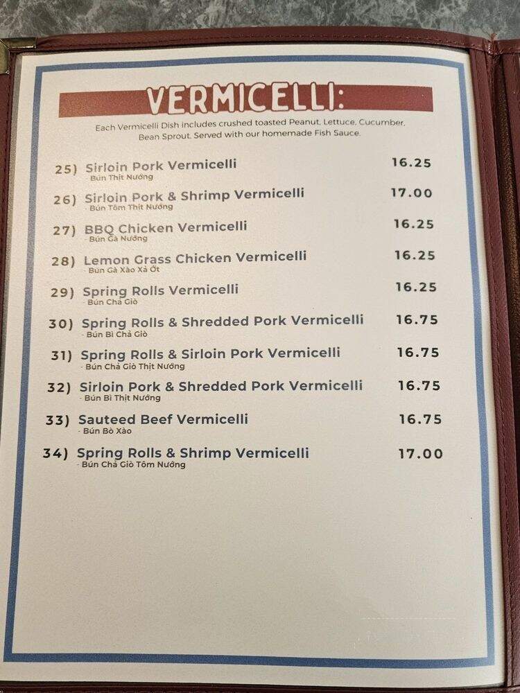 Pho Minh Thu - Honolulu, HI menu_pic