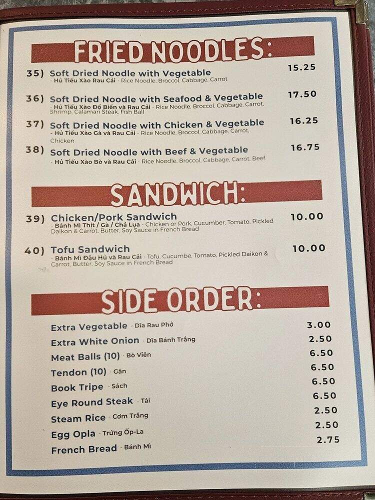 Pho Minh Thu - Honolulu, HI menu_pic