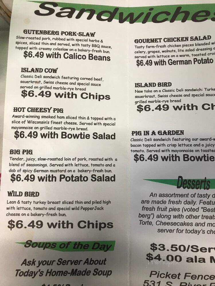 Picket Fence Cafe - Guttenberg, IA menu_pic