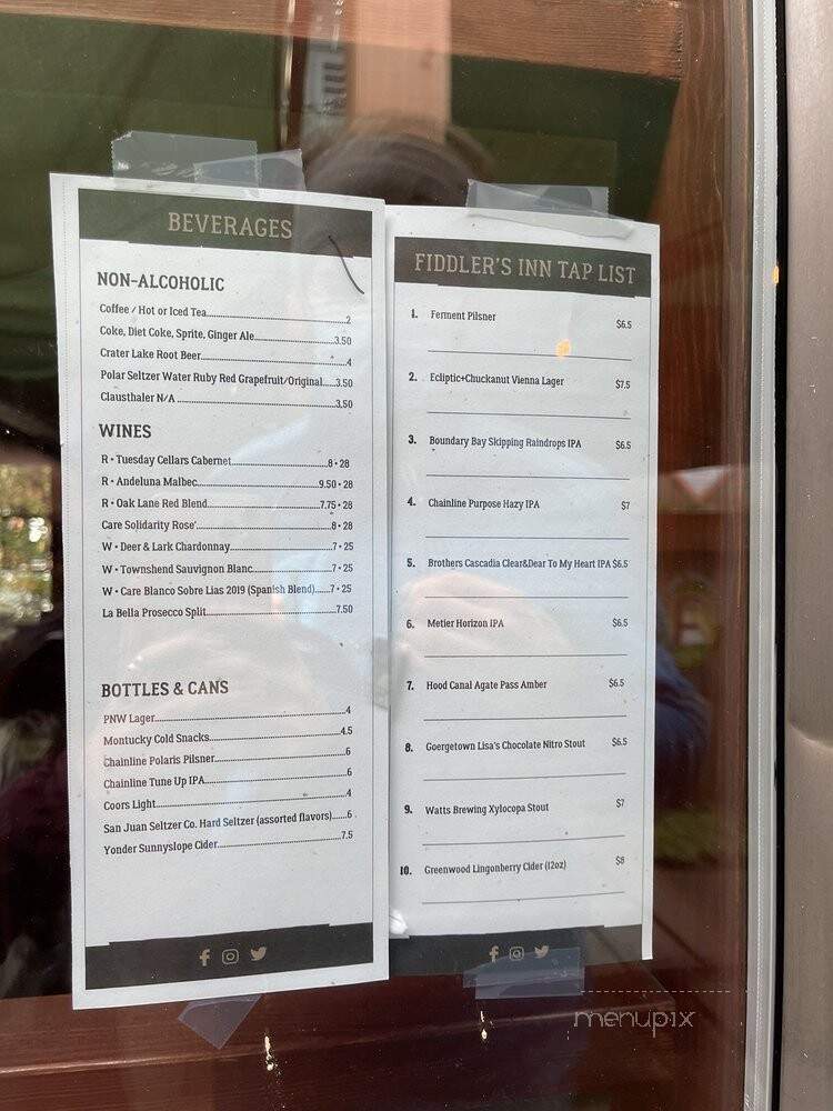 Fiddler's Inn - Seattle, WA menu_pic