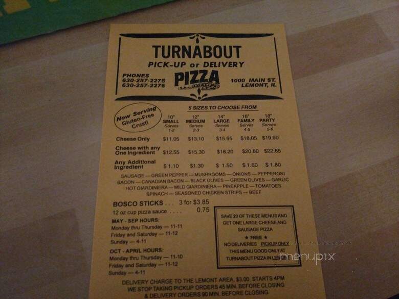 Turnabout Pizza - Lemont, IL menu_pic