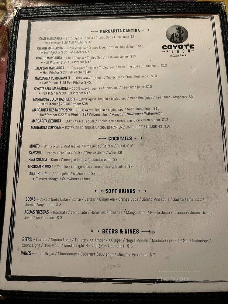 Coyote Flaco Restaurant & Lounge - Hudson, NY menu_pic