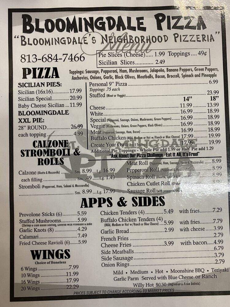 Bloomingdale Pizza - Valrico, FL menu_pic