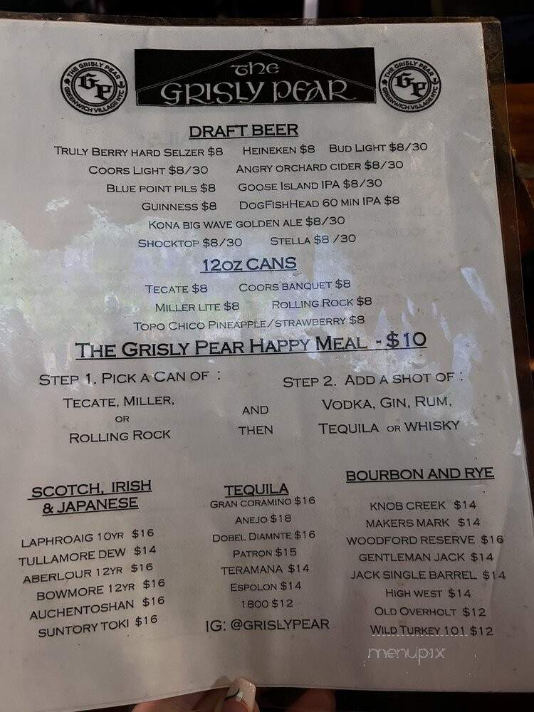 Grisly Pear - New York, NY menu_pic