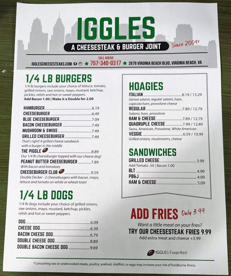 Iggles - Virginia Beach, VA menu_pic