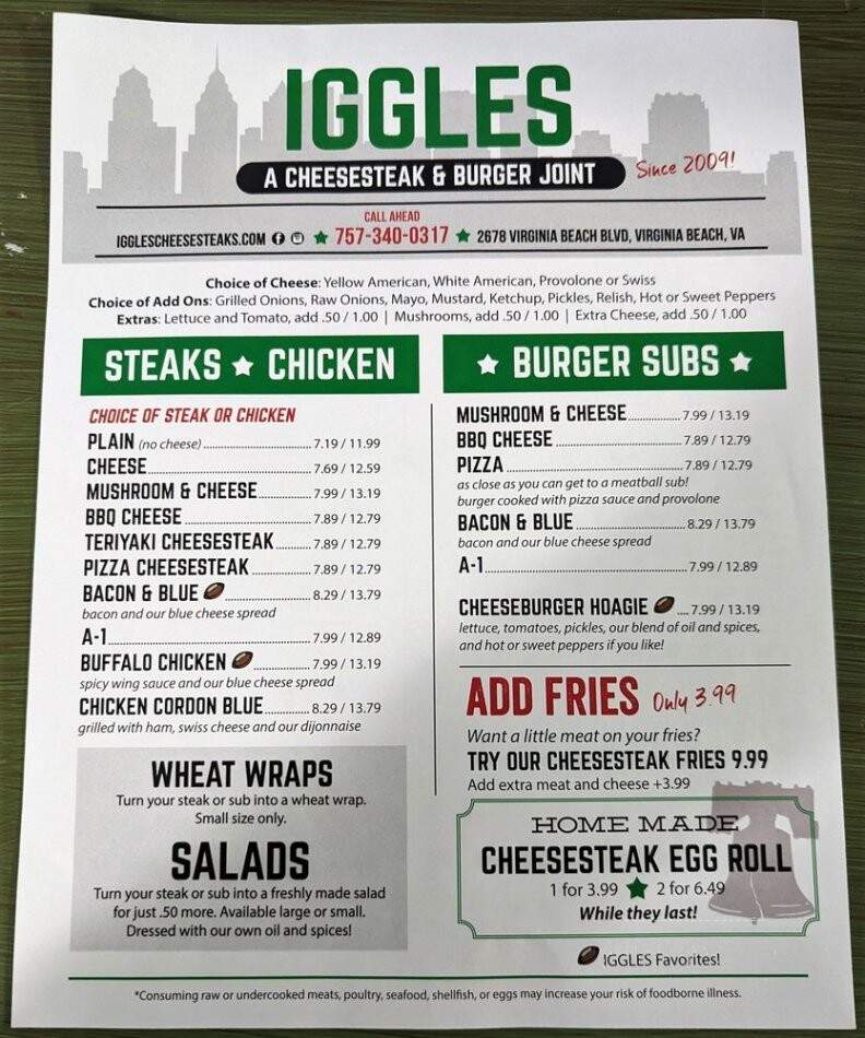 Iggles - Virginia Beach, VA menu_pic