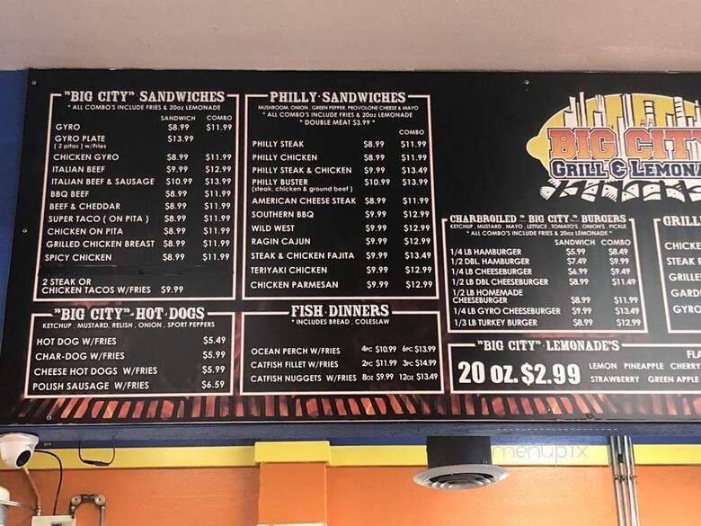 Big City Grill & Lemonade - Indianapolis, IN menu_pic