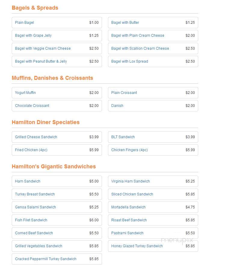 Hamilton Food Store - New York, NY menu_pic
