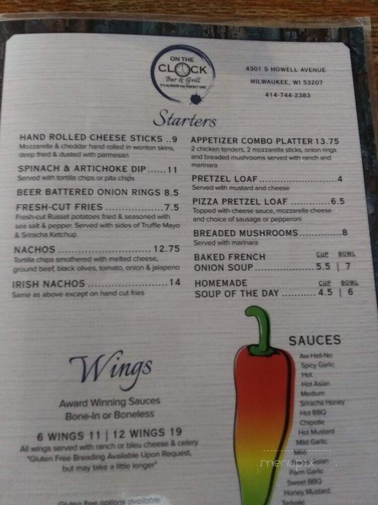 Clock Bar & Grill - Portsmouth, OH menu_pic